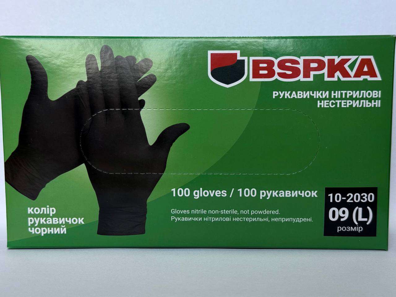 Рукавиці нітрилові чорні BSPKA, 100шт., розмір L